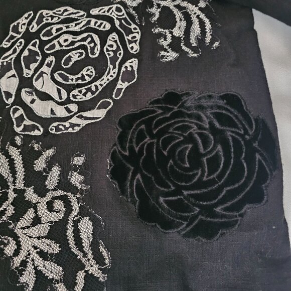 Choices Women's Boho Chic Floral Embroidery Open Front Black Jacket Women's L - Picture 6 of 14